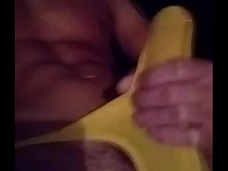 Masculine self-pleasure with a big dick in yellow underwear