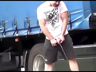 Public urination of a truck driver recorded for voyeuristic pleasure