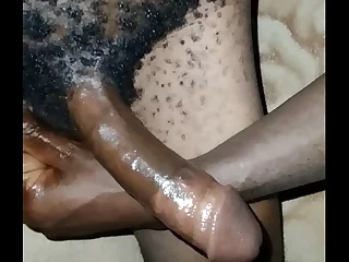 Black amateur gets horny and masturbates after watching porn